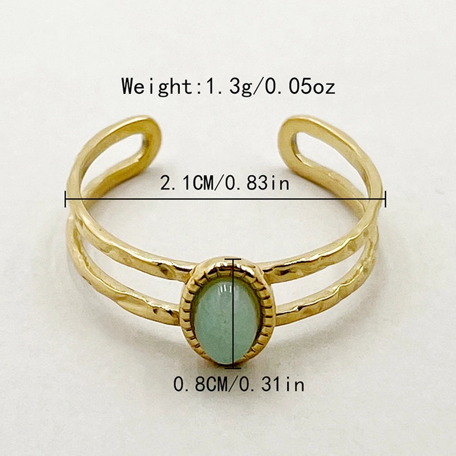 Vintage Oval Gemstone Open Rings