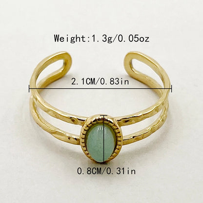 Vintage Oval Gemstone Open Rings