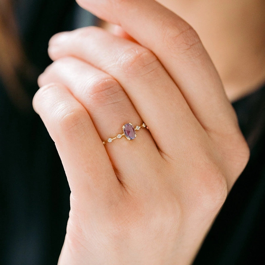 Minimalist Lavender Solitaire Ring