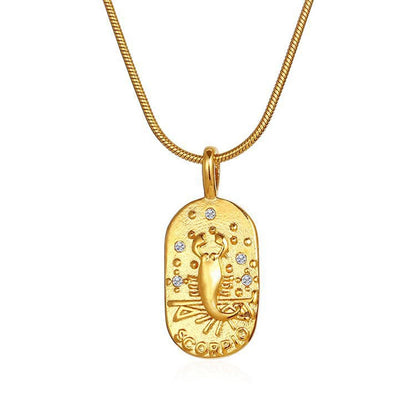 Vintage Gold Zodiac Pendant Necklace