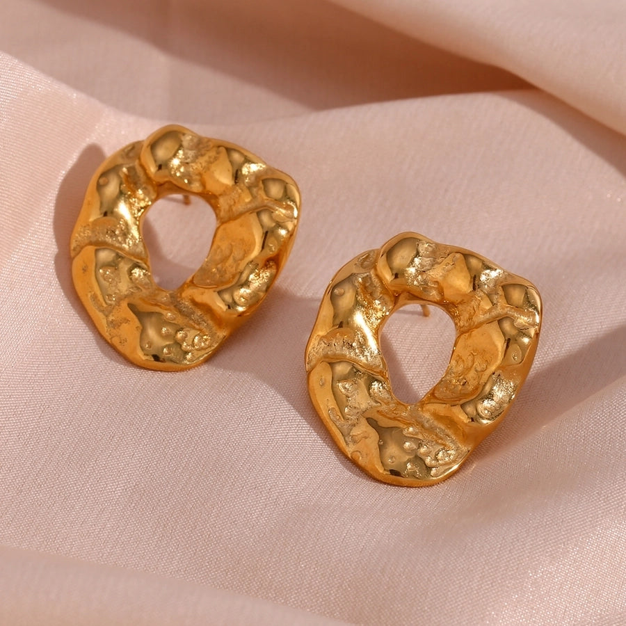 Abstract Hollow Gold Stud Earrings