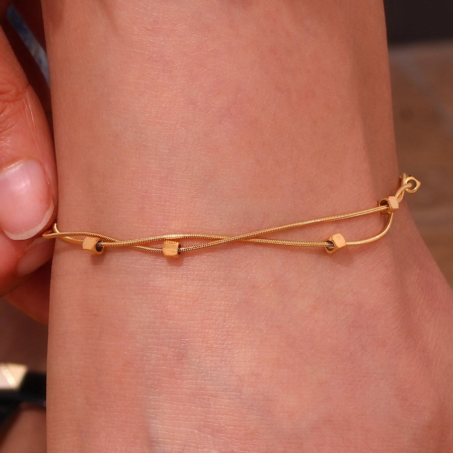 Cube Double Layer Chain Anklet