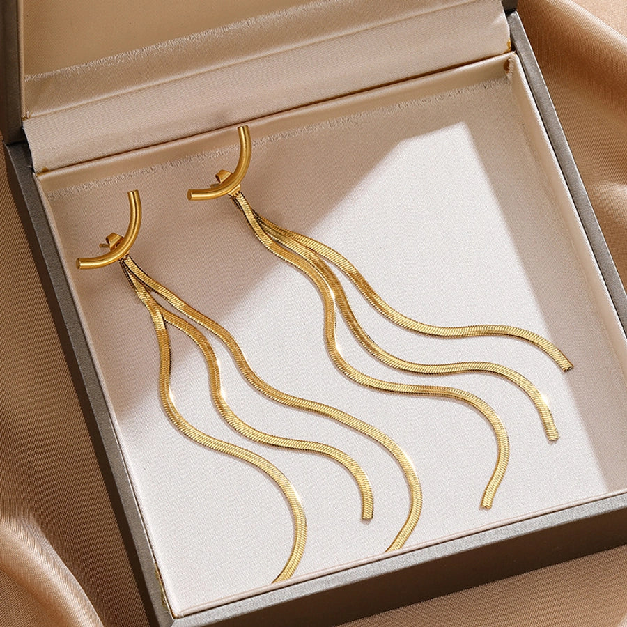 Aria Golden Chain Drop Earrings