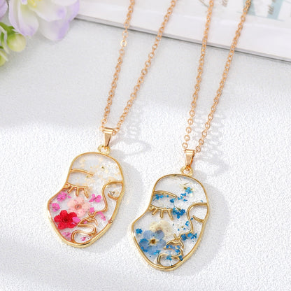 The Face Floral Resin Pendant Necklace