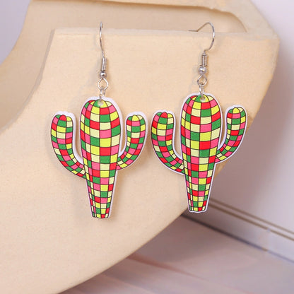 Disco Cactus Acrylic Drop Earrings