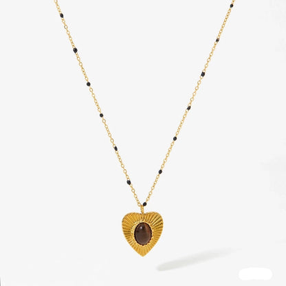 Heart Tiger Eye Pendant Necklace