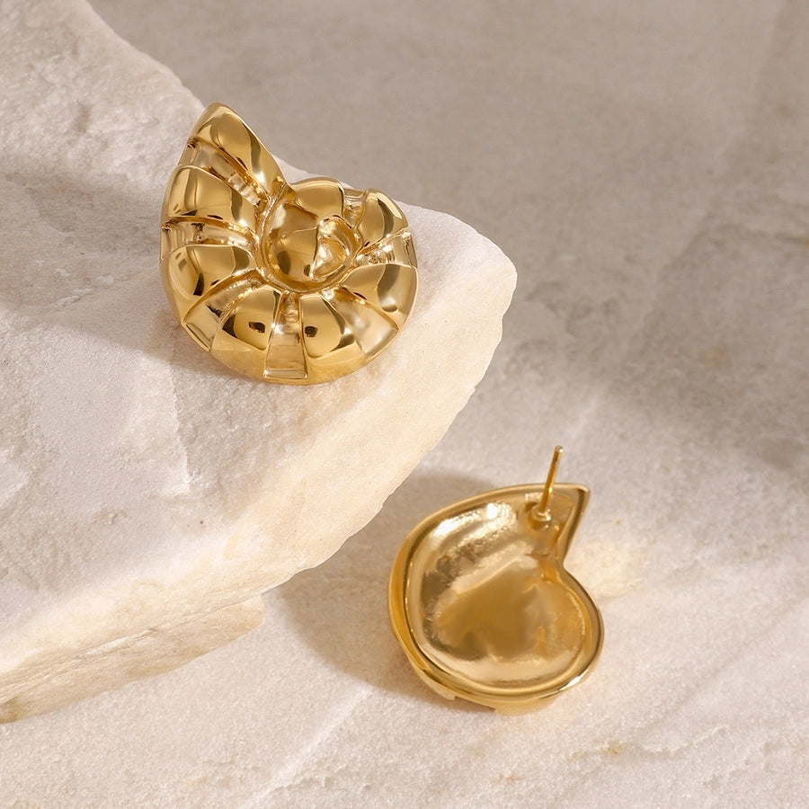 Crab Shell Golden Stud Earrings