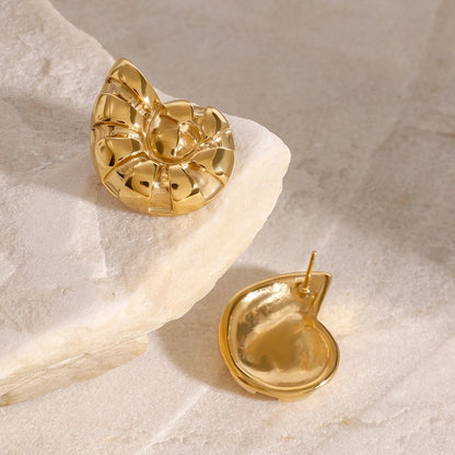 Crab Shell Golden Stud Earrings