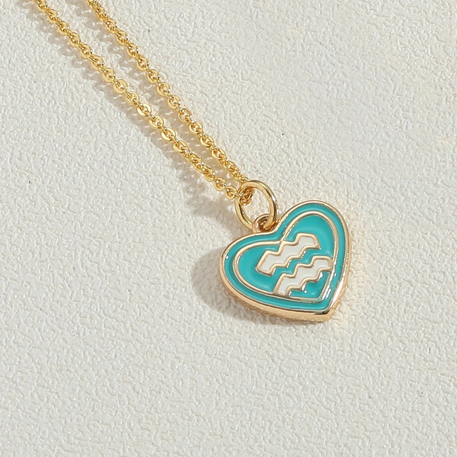 Candy Heart Enamel Zodiac Pendant Necklace