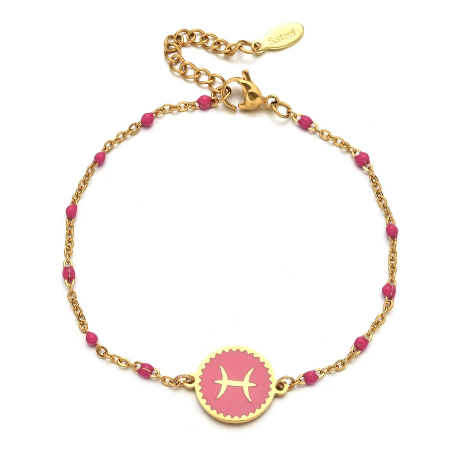 Zodiac Sign Enamel Chain Bracelet