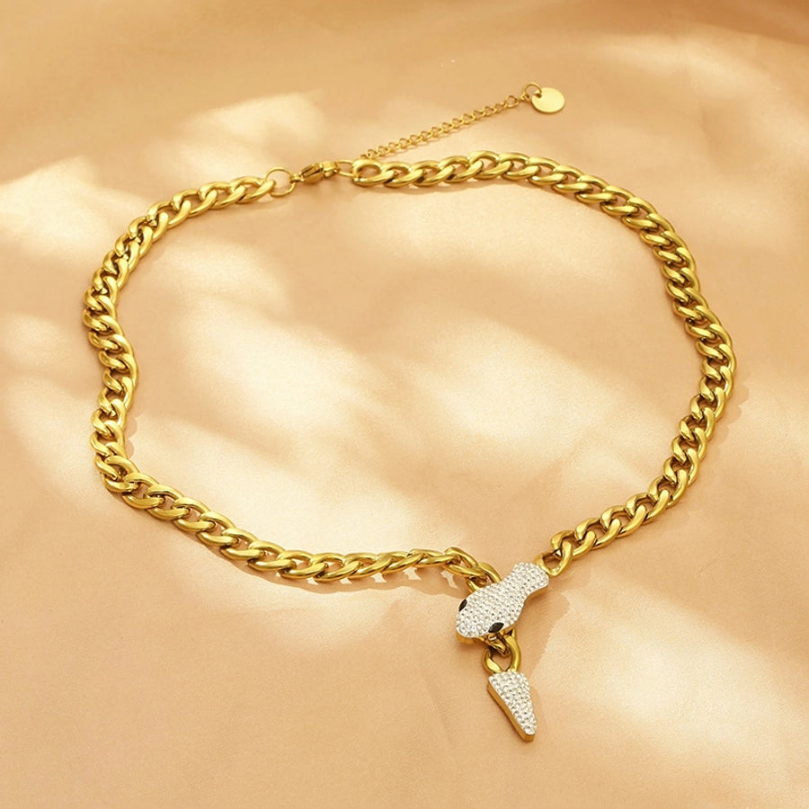 Crystal Snake Cuban Chain Necklace