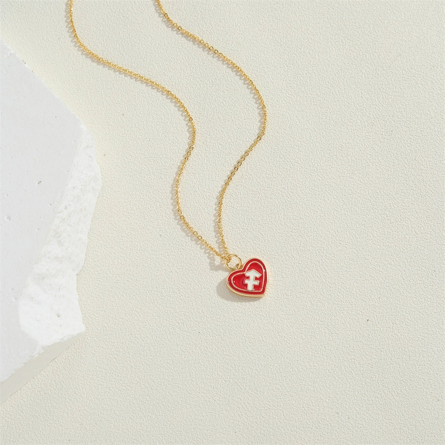 Candy Heart Enamel Zodiac Pendant Necklace