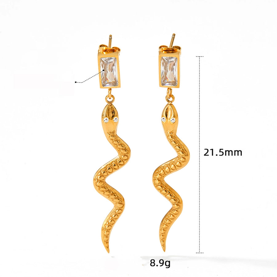 Vintage Crystal Snake Dangle Earrings