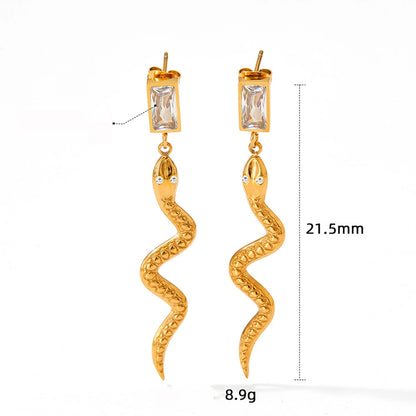 Vintage Crystal Snake Dangle Earrings