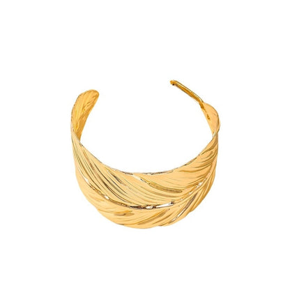 Boho Feather Golden Cuff Bracelet