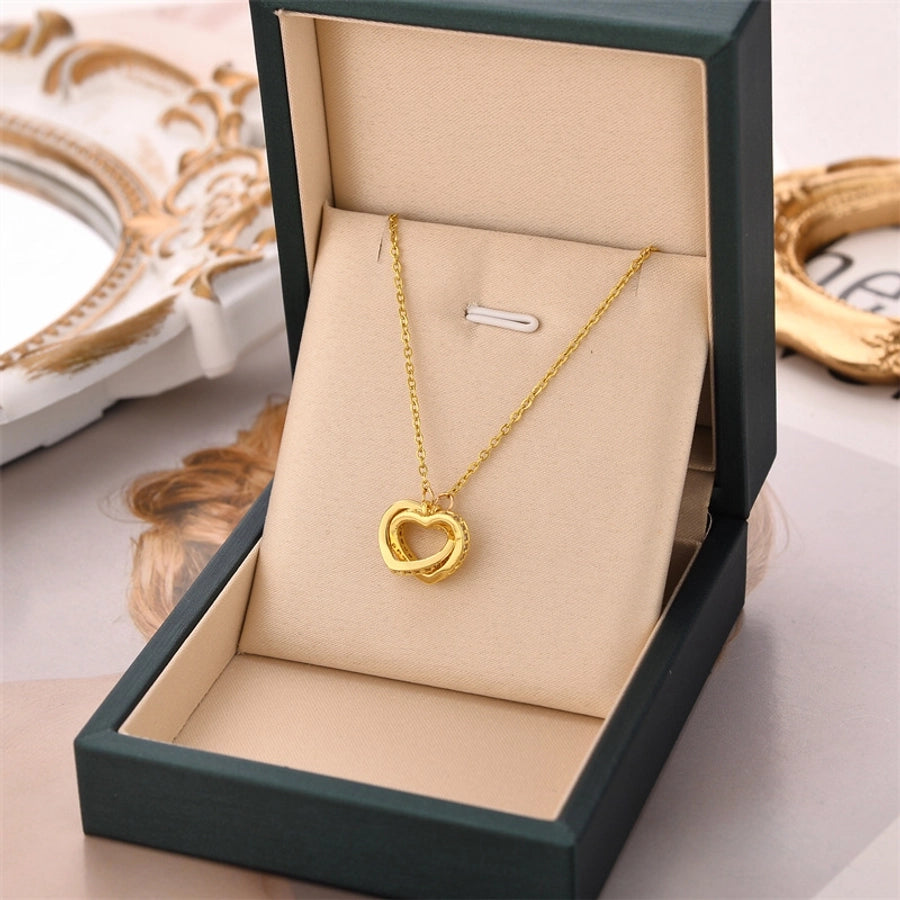 Dainty Double Heart Chain Necklace