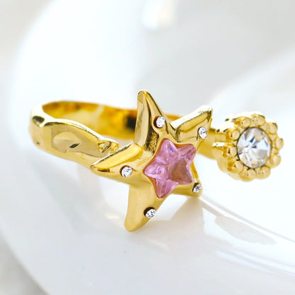 90s Star Crystal Open Rings