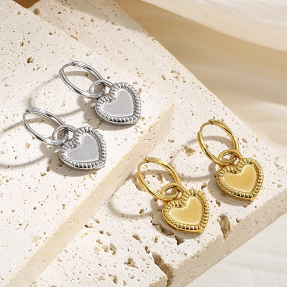 Street Heart Charm Hoop Earrings