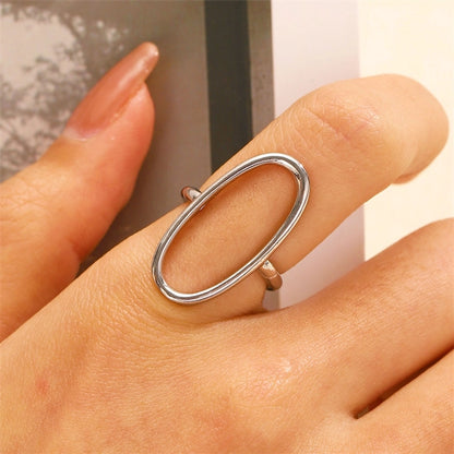 Oval Geometric Hollow Open Ring