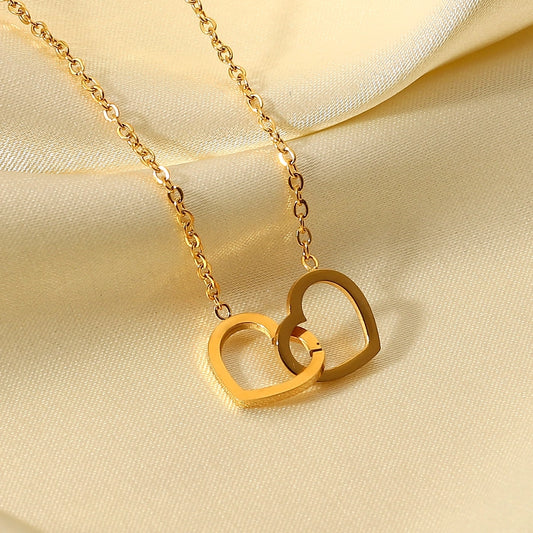 Minimalist Double Heart Chain Necklace