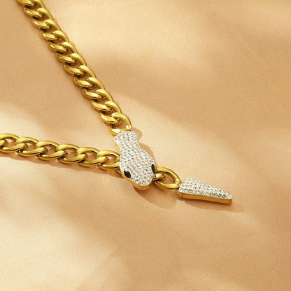 Crystal Snake Cuban Chain Necklace