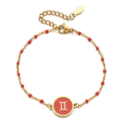 Zodiac Sign Enamel Chain Bracelet