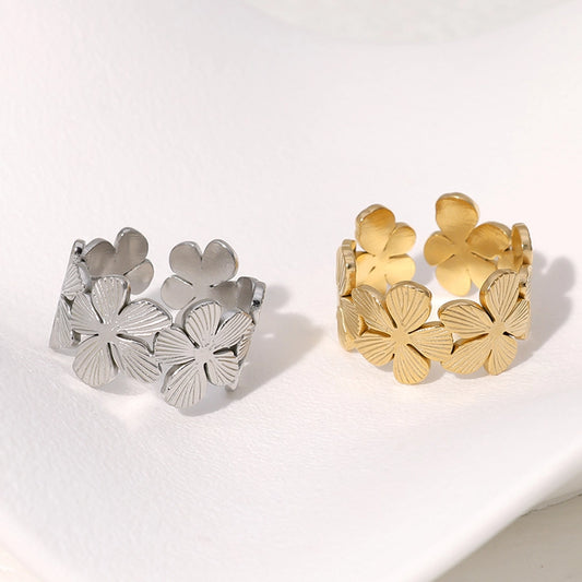 Floral Band Open Rings