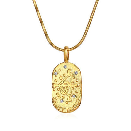 Vintage Gold Zodiac Pendant Necklace