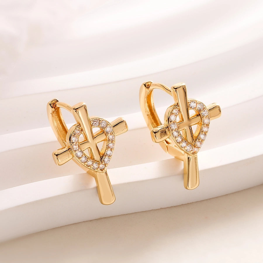 Cross Knot Crystal Hoop Earrings