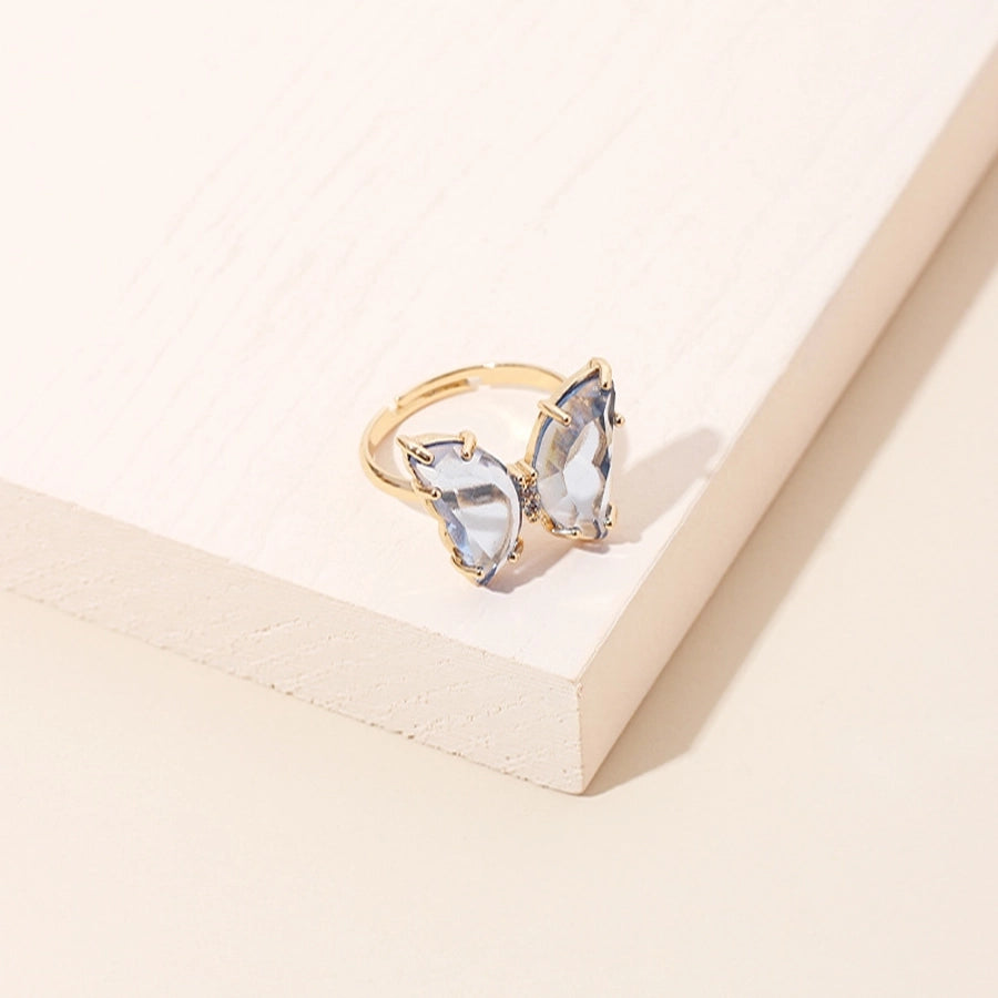 Dainty Crystal Butterfly Rings