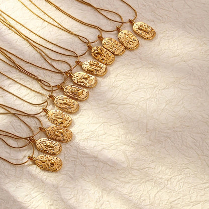 Vintage Gold Zodiac Pendant Necklace