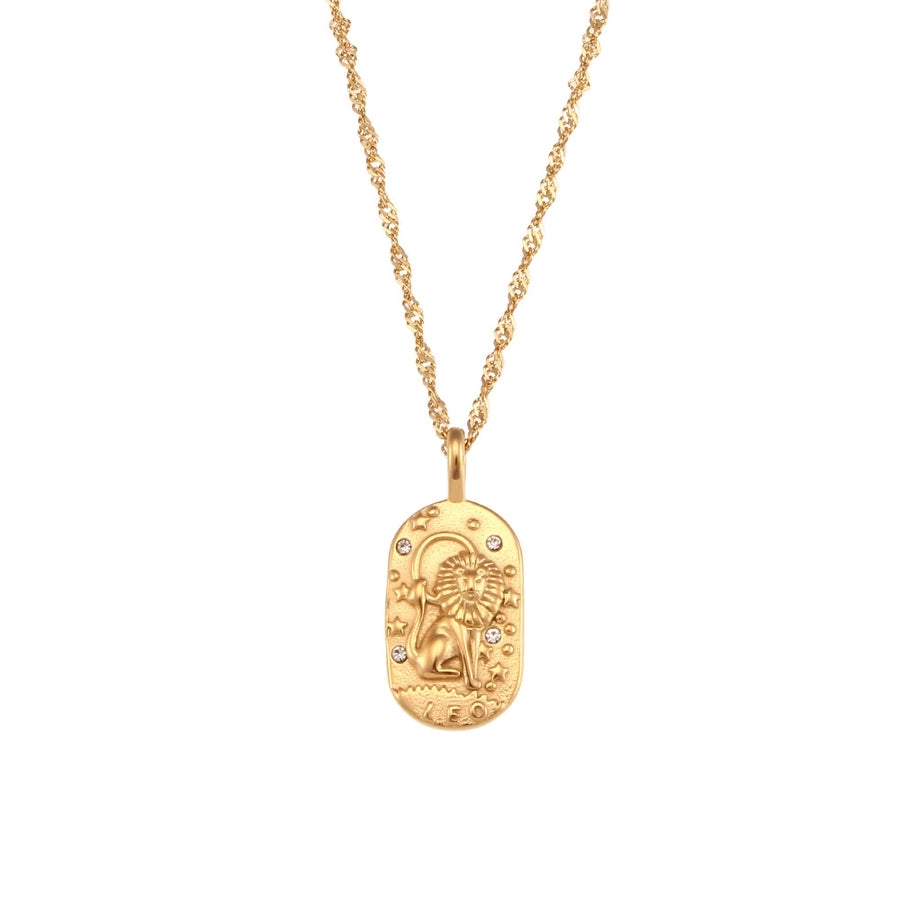 Vintage Gold Zodiac Pendant Necklace