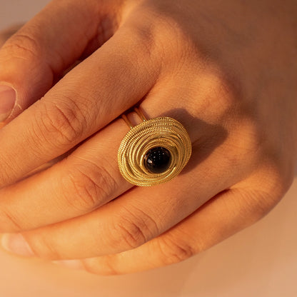 Vintage Black Agate Statement Ring