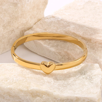 Golden Heart Bangle Bracelet