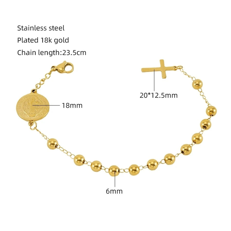 Cross Coin Golden Link Bracelet