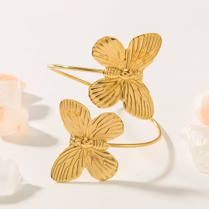 Butterfly Flight Golden Bangle Bracelet