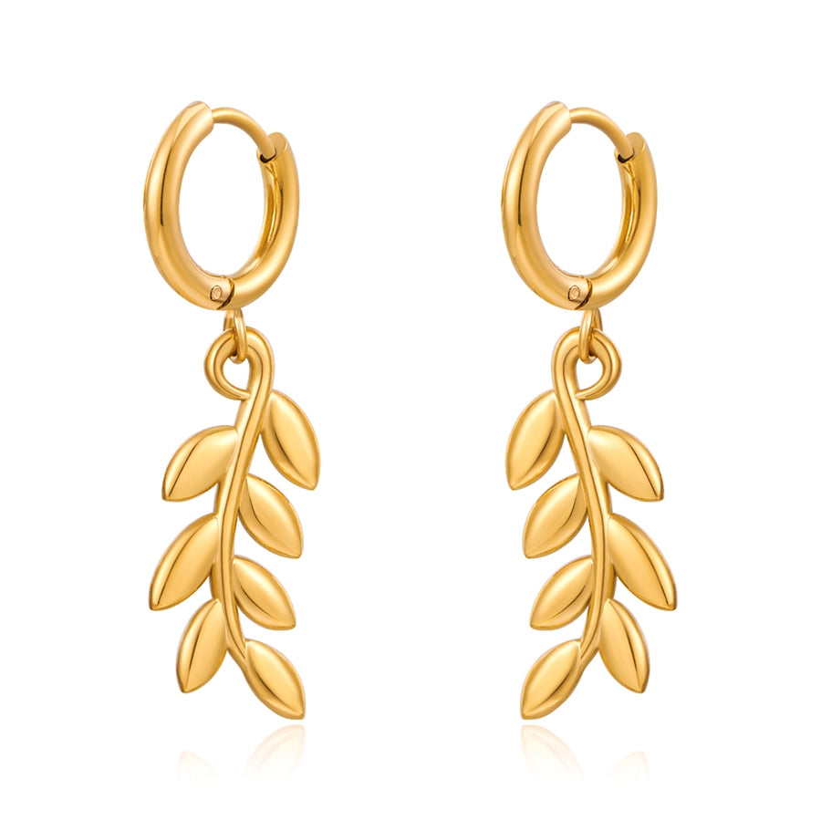 Wheat Nature Charm Hoop Earrings