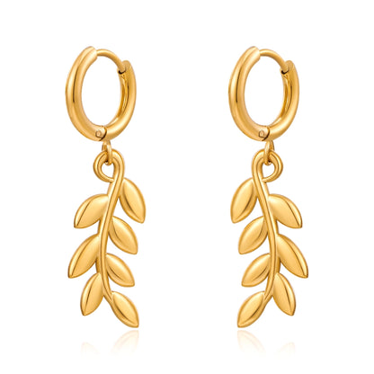 Wheat Nature Charm Hoop Earrings