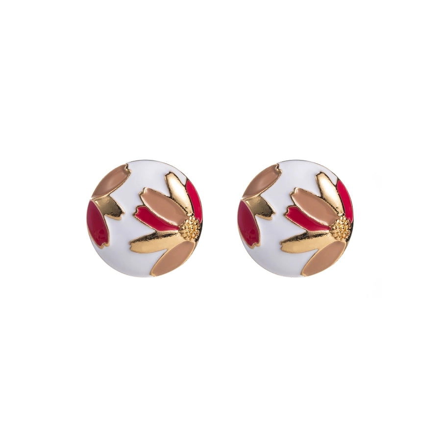 Floral Art Enamel Stud Earrings