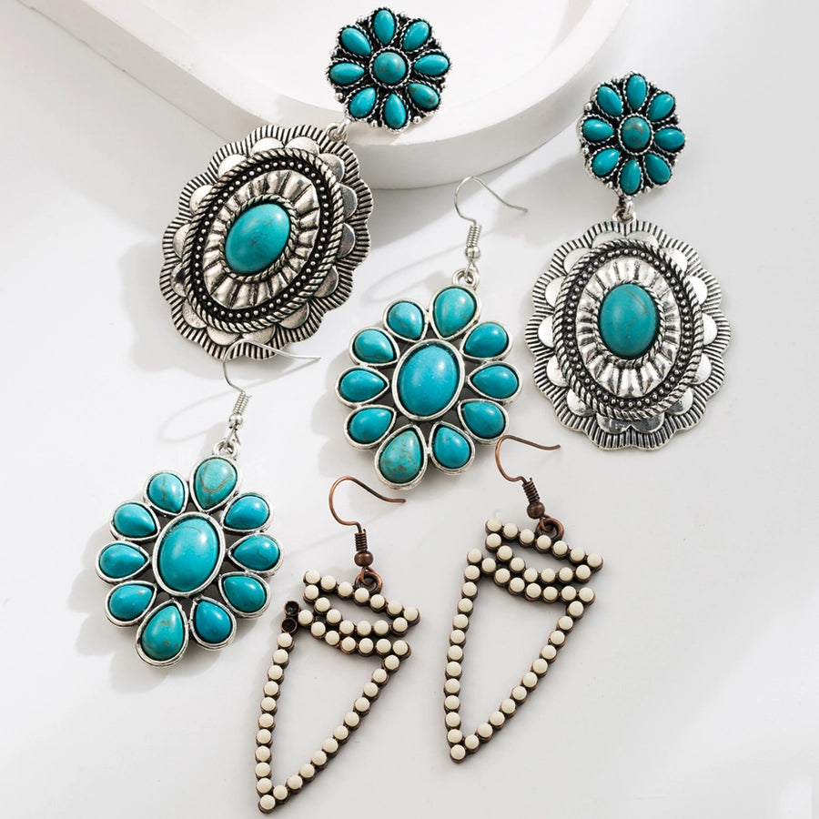 Western Howlite Turquoise Dangle Earrings