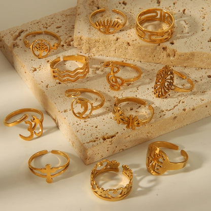 Aurelia Golden Open Rings Set of 12