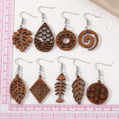 Boho Ethnic Wooden Dangle Earrings