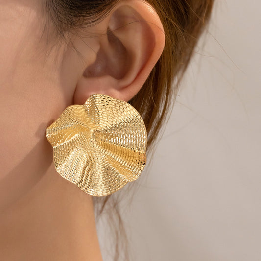 Oversized Textured Statement Stud Earrings