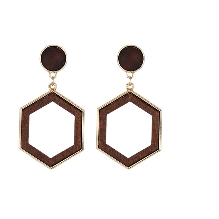 Wooden Geometric Dangle Earrings