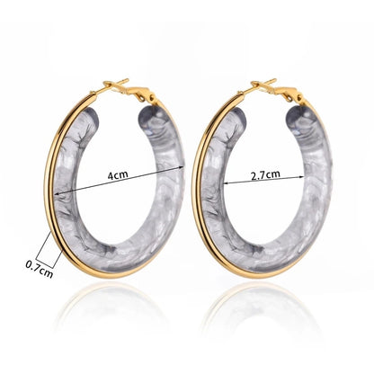 Earthy Resin Smoke Hoop Earrings