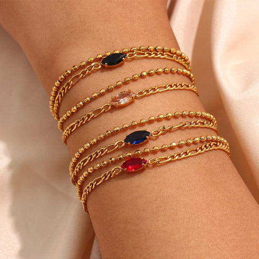 Dainty Crystal Layered Chain Bracelets