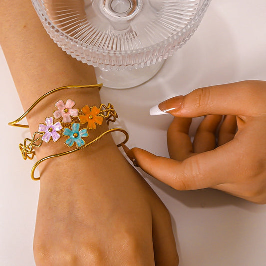 Vintage Flower Art Cuff Bracelet