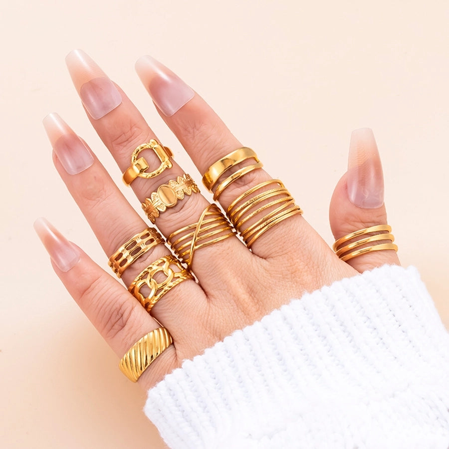 Retro Golden Open Rings