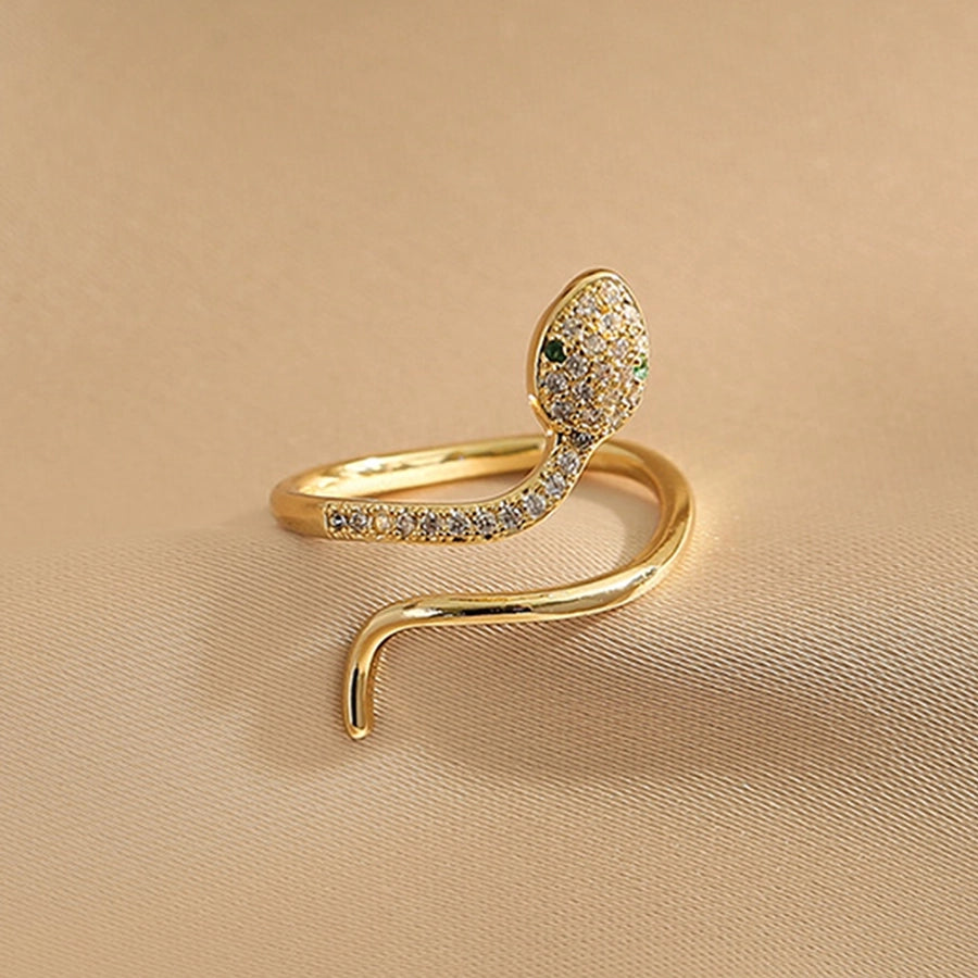 Dainty Crystal Snake Open Ring