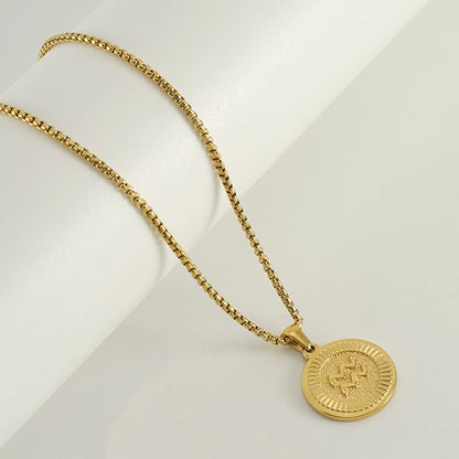 Coin Golden Zodiac Pendant Necklace